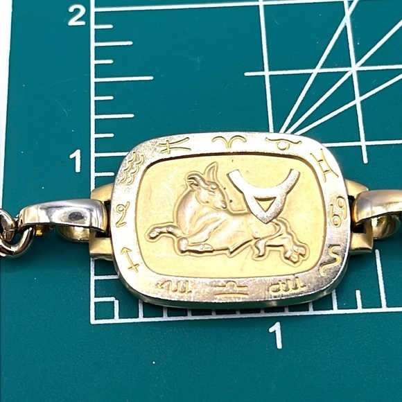 Taurus Bracelet Curb Chain MCM  Unisex Bracelet Gold tone vintage - Picture 9 of 13